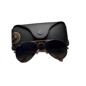 Ray-Ban Gold Frame Aviator Sunglasses with Black Case